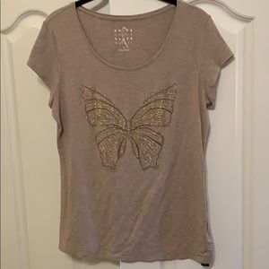 White House black market sparkle butterfly tee